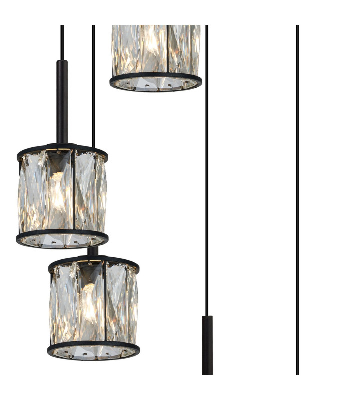 Keene 40cm 6 Light G9 2.5m Round Multiple Pendant Sand Black / Clear Crystal Shade-6