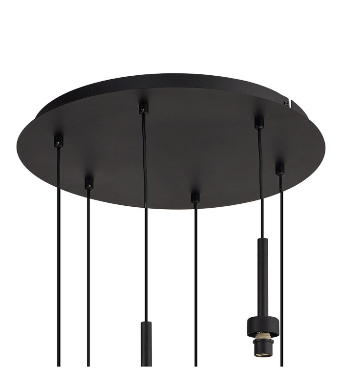 Keene 40cm 6 Light G9 2.5m Round Multiple Pendant Sand Black / Clear Crystal Shade-8