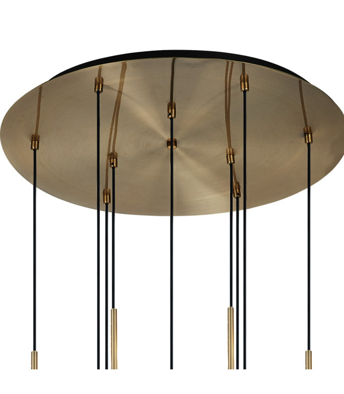 Keene 50cm 9 Light G9 2.5m Round Multiple Pendant Antique Brass / Clear Crystal Shade-6