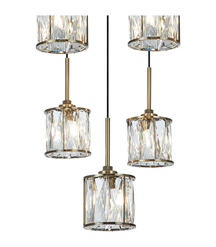 Keene 50cm 9 Light G9 2.5m Round Multiple Pendant Antique Brass / Clear Crystal Shade-8