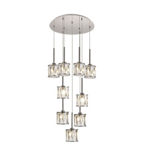 Keene 50cm 9 Light G9 2.5m Round Multiple Pendant Polished Chrome / Clear Crystal Shade-1