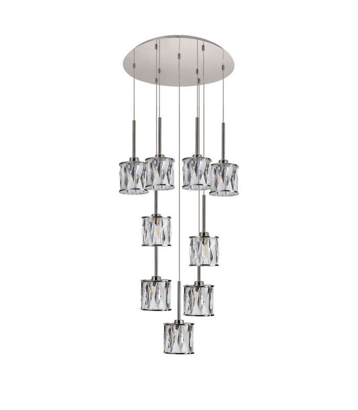 Keene 50cm 9 Light G9 2.5m Round Multiple Pendant Polished Chrome / Clear Crystal Shade-4