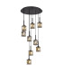 Keene 50cm 9 Light G9 2.5m Round Multiple Pendant Satin Black / Smoke Crystal Shade-1