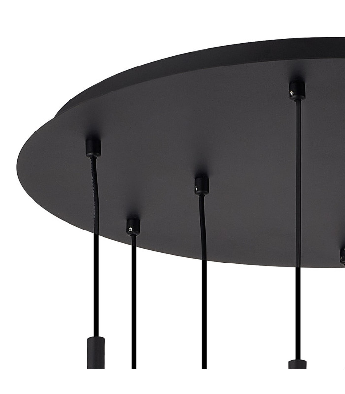 Keene 50cm 9 Light G9 2.5m Round Multiple Pendant Satin Black / Smoke Crystal Shade-5