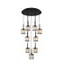 Keene 50cm 9 Light G9 2.5m Round Multiple Pendant Sand Black / Clear Crystal Shade-1