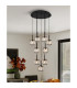 Keene 50cm 9 Light G9 2.5m Round Multiple Pendant Sand Black / Clear Crystal Shade-4