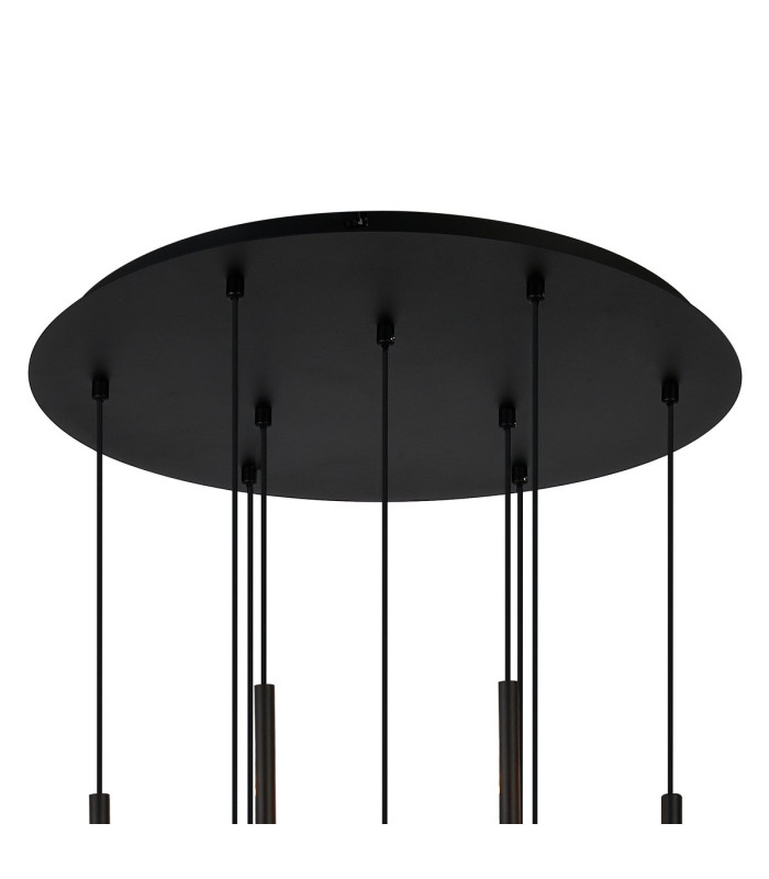 Keene 50cm 9 Light G9 2.5m Round Multiple Pendant Sand Black / Clear Crystal Shade-6