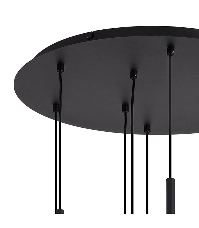 Keene 50cm 9 Light G9 2.5m Round Multiple Pendant Sand Black / Clear Crystal Shade-9