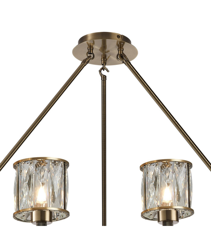 Keene 105.8cm 12 Light Round G9 Telescopic Light Antique Brass / Clear Crystal Shade-5