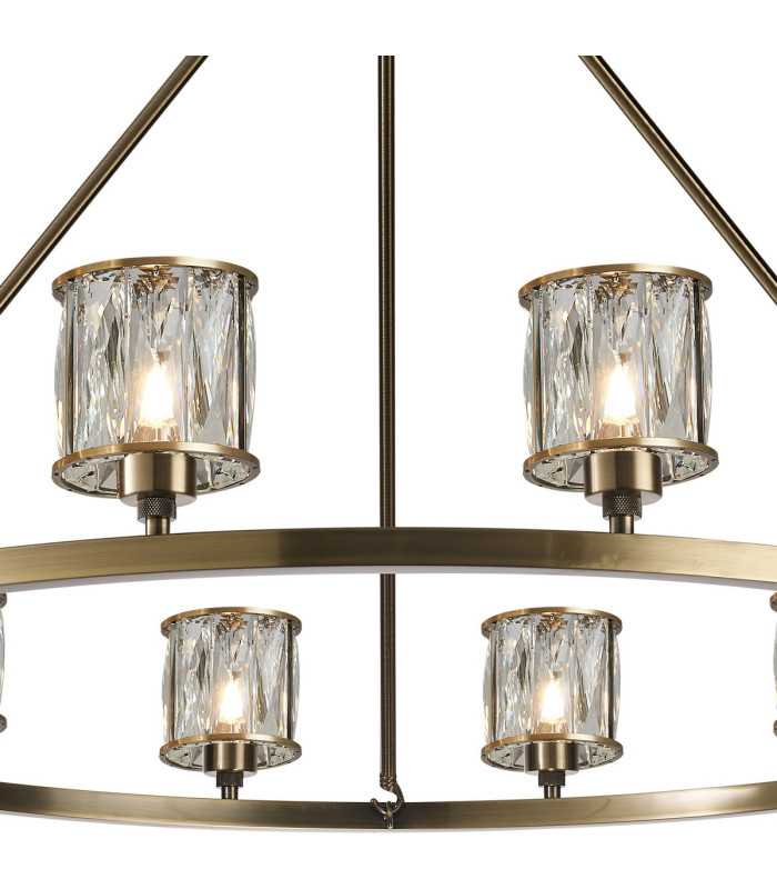 Keene 105.8cm 12 Light Round G9 Telescopic Light Antique Brass / Clear Crystal Shade-7