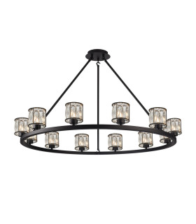 Keene 105.8cm 12 Light Round G9 Telescopic Light Sand Black / Clear Crystal Shade-1