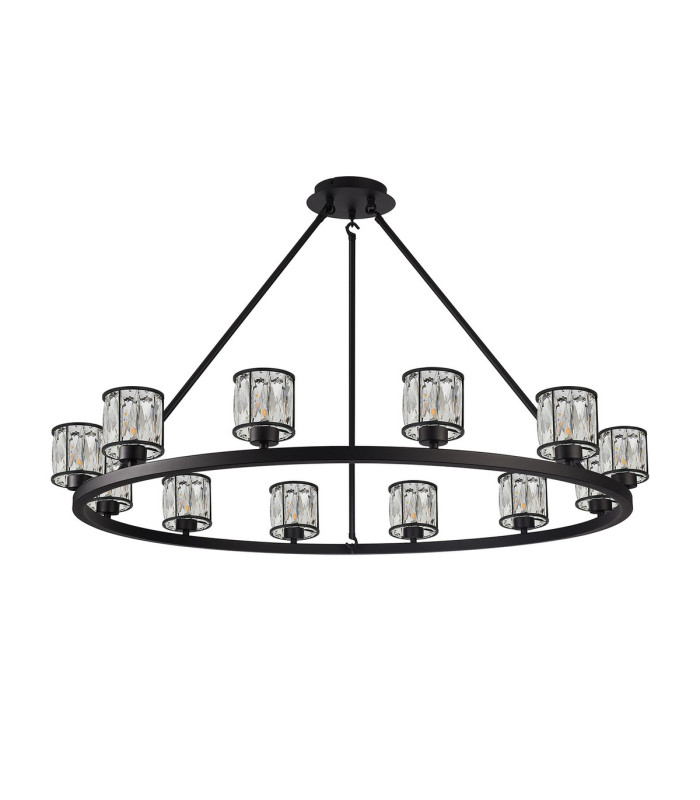 Keene 105.8cm 12 Light Round G9 Telescopic Light Sand Black / Clear Crystal Shade-5
