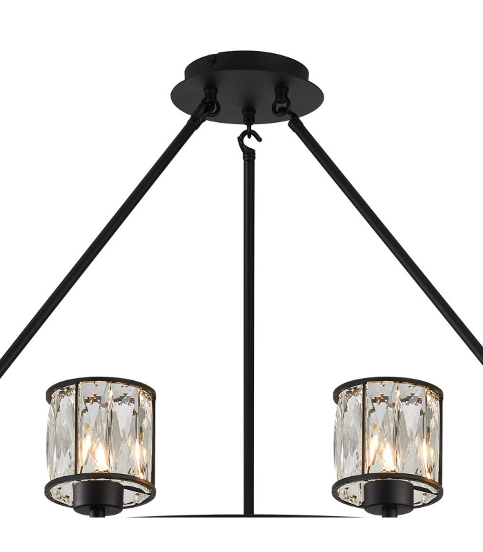 Keene 105.8cm 12 Light Round G9 Telescopic Light Sand Black / Clear Crystal Shade-6