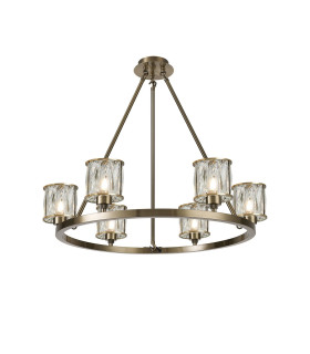 Keene 70.8cm 6 Light Round G9 Telescopic Light Antique Brass / Clear Crystal Shade-1