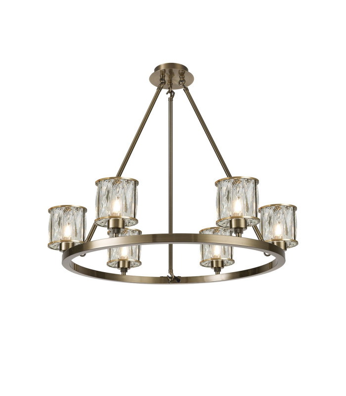 Keene 70.8cm 6 Light Round G9 Telescopic Light Antique Brass / Clear Crystal Shade-1