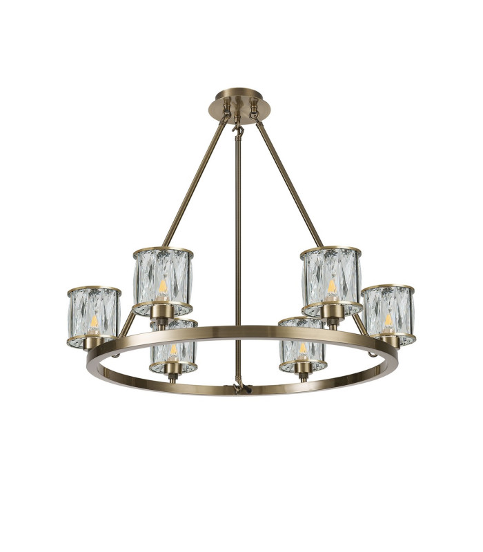 Keene 70.8cm 6 Light Round G9 Telescopic Light Antique Brass / Clear Crystal Shade-4