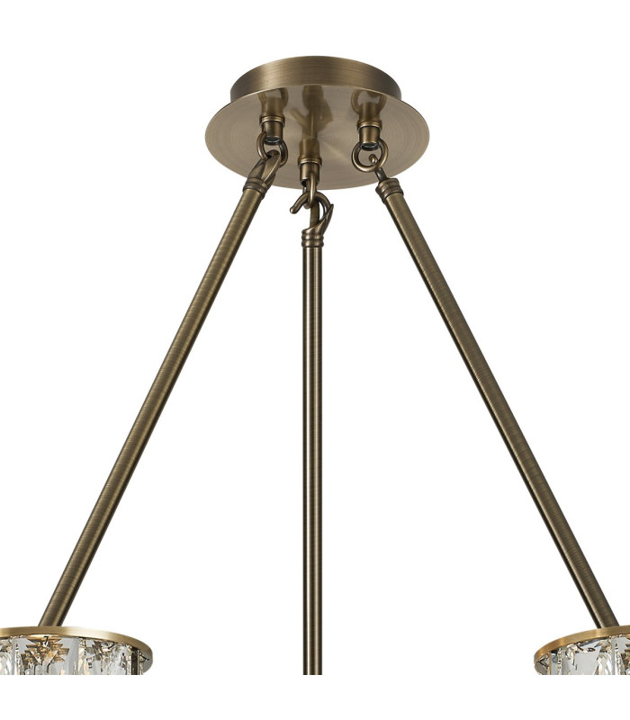 Keene 70.8cm 6 Light Round G9 Telescopic Light Antique Brass / Clear Crystal Shade-5
