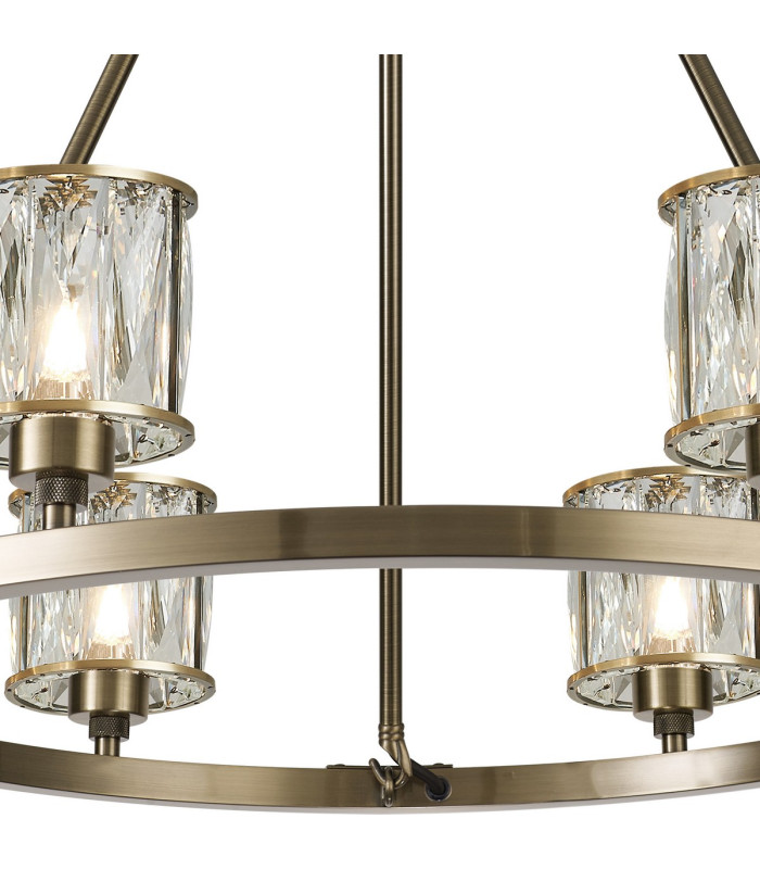 Keene 70.8cm 6 Light Round G9 Telescopic Light Antique Brass / Clear Crystal Shade-6