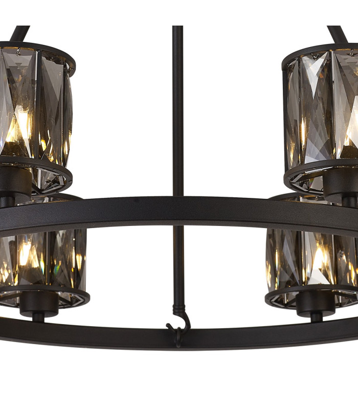 Keene 70.8cm 6 Light Round G9 Telescopic Light Sand Black / Clear Crystal Shade-6