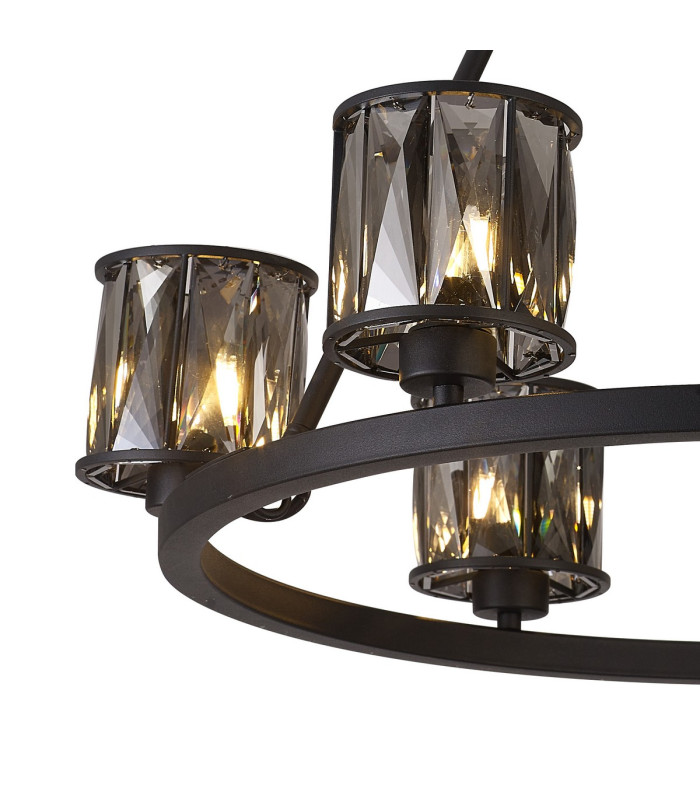 Keene 70.8cm 6 Light Round G9 Telescopic Light Sand Black / Clear Crystal Shade-7