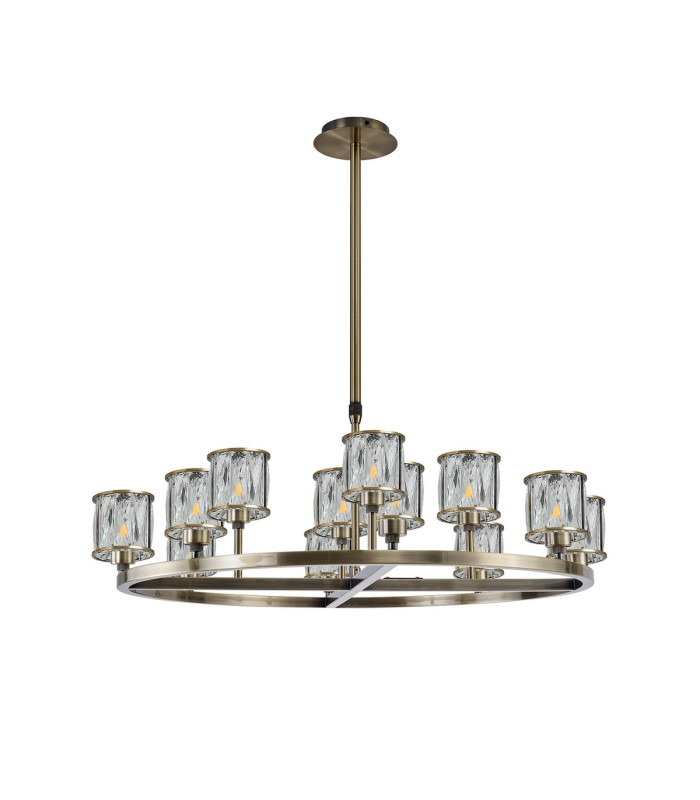 Keene 90.8cm 8 + 4 Light Round G9 Telescopic Light Antique Brass / Clear Crystal Shade-4