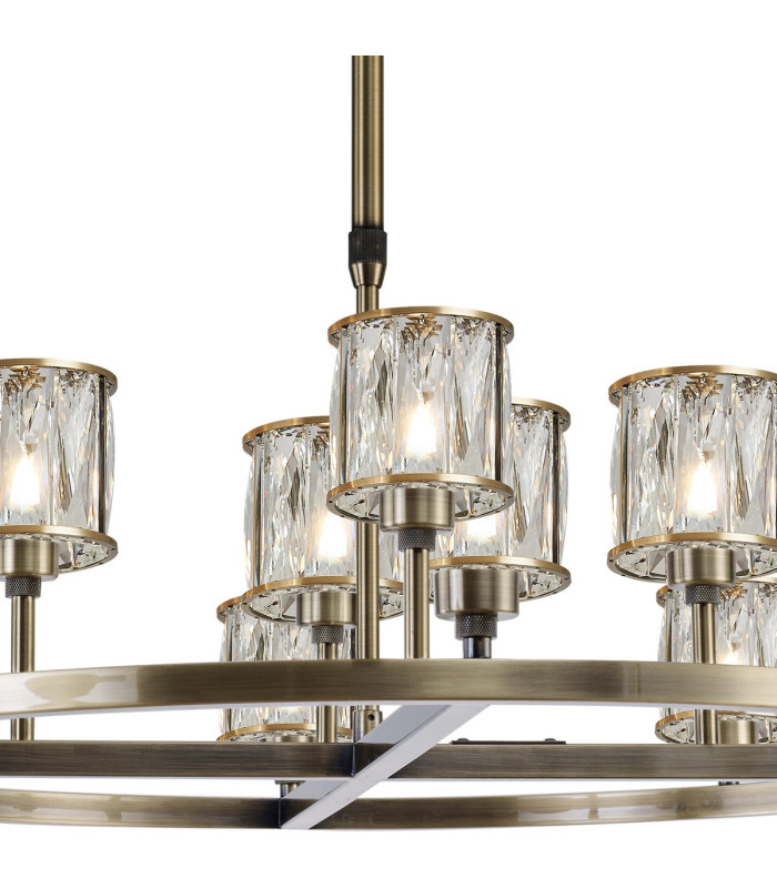 Keene 90.8cm 8 + 4 Light Round G9 Telescopic Light Antique Brass / Clear Crystal Shade-6