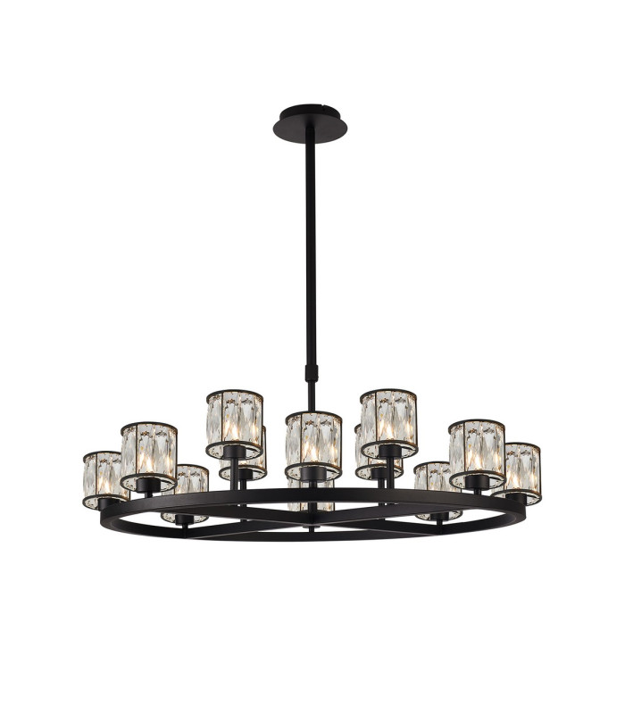 Keene 90.8cm 8 + 4 Light Round G9 Telescopic Light Sand Black / Clear Crystal Shade-1
