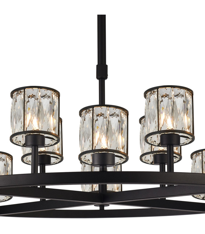 Keene 90.8cm 8 + 4 Light Round G9 Telescopic Light Sand Black / Clear Crystal Shade-6