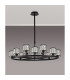 Keene 90.8cm 8 + 4 Light Round G9 Telescopic Light Sand Black / Clear Crystal Shade-10
