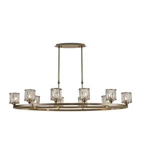 Keene 10 Light Oval G9 Telescopic Light Antique Brass / Clear Crystal Shade-1