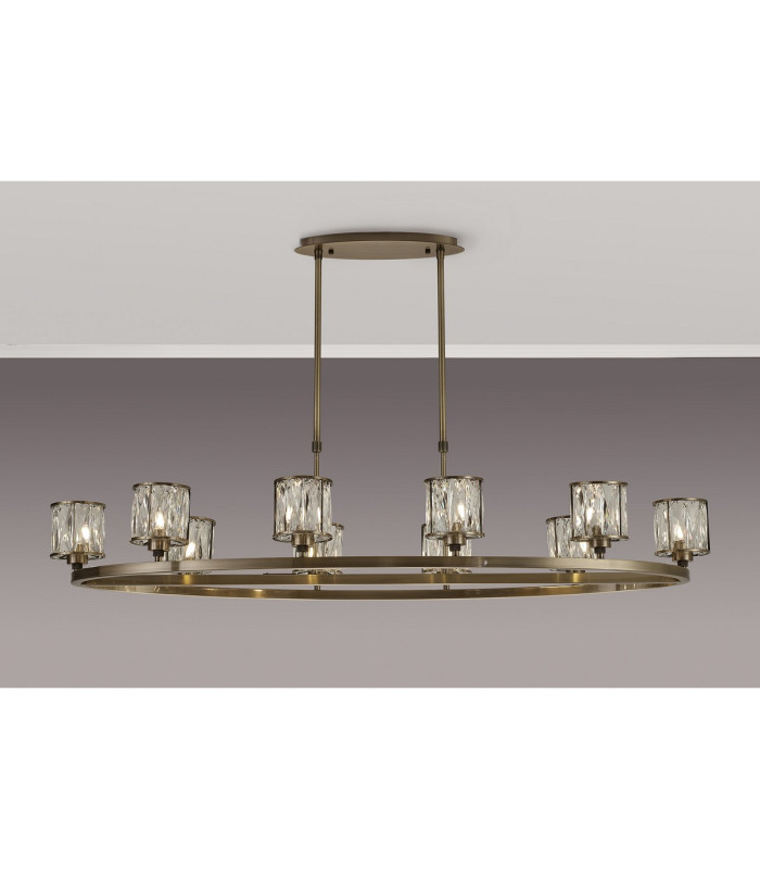 Keene 10 Light Oval G9 Telescopic Light Antique Brass / Clear Crystal Shade-3