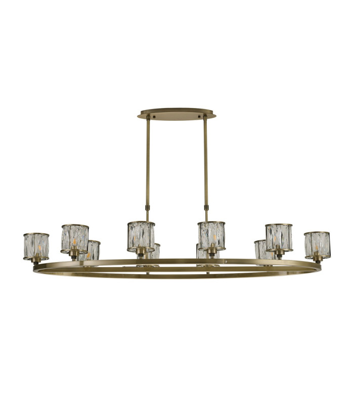Keene 10 Light Oval G9 Telescopic Light Antique Brass / Clear Crystal Shade-4