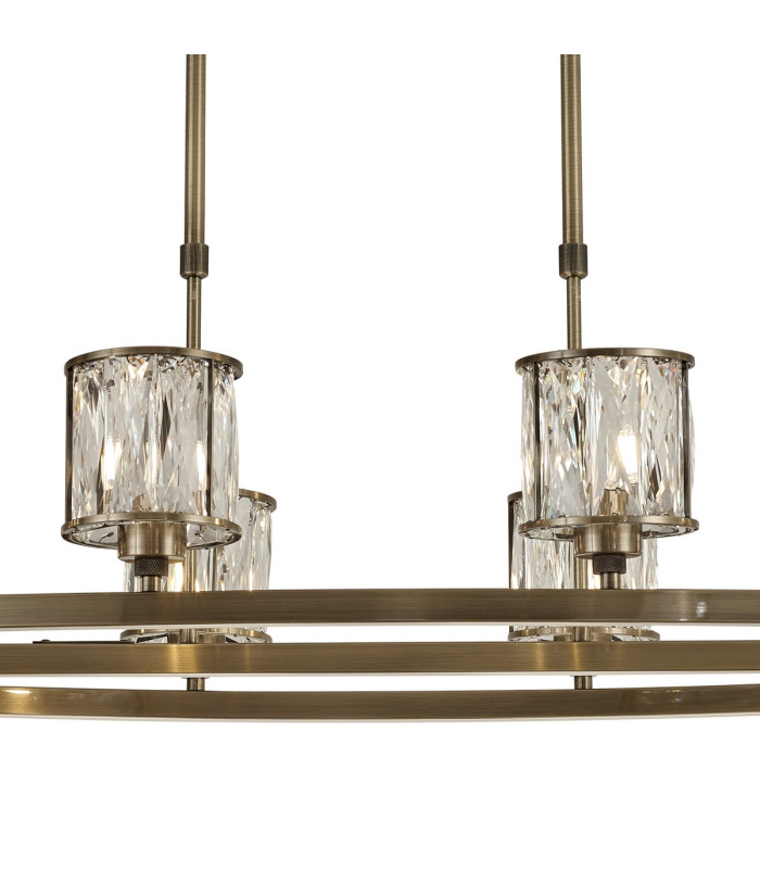 Keene 10 Light Oval G9 Telescopic Light Antique Brass / Clear Crystal Shade-7