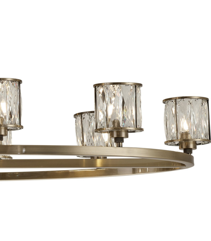 Keene 10 Light Oval G9 Telescopic Light Antique Brass / Clear Crystal Shade-8