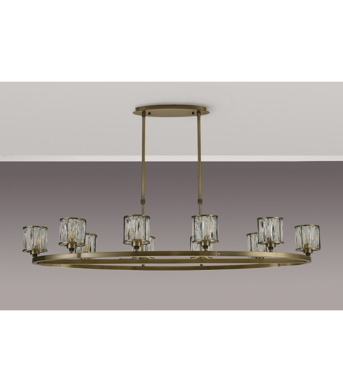 Keene 10 Light Oval G9 Telescopic Light Antique Brass / Clear Crystal Shade-11