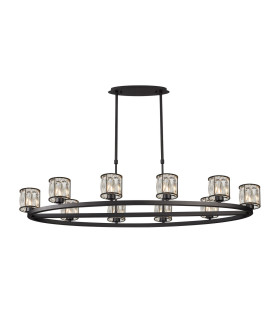 Keene 10 Light Oval G9 Telescopic Light Sand Black / Clear Crystal Shade-1