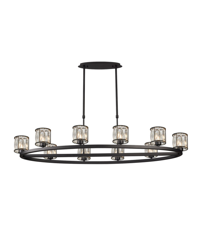 Keene 10 Light Oval G9 Telescopic Light Sand Black / Clear Crystal Shade-1