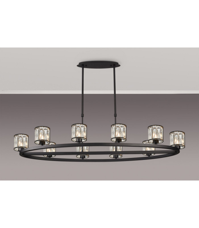 Keene 10 Light Oval G9 Telescopic Light Sand Black / Clear Crystal Shade-3