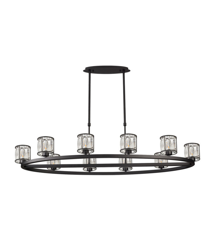 Keene 10 Light Oval G9 Telescopic Light Sand Black / Clear Crystal Shade-4