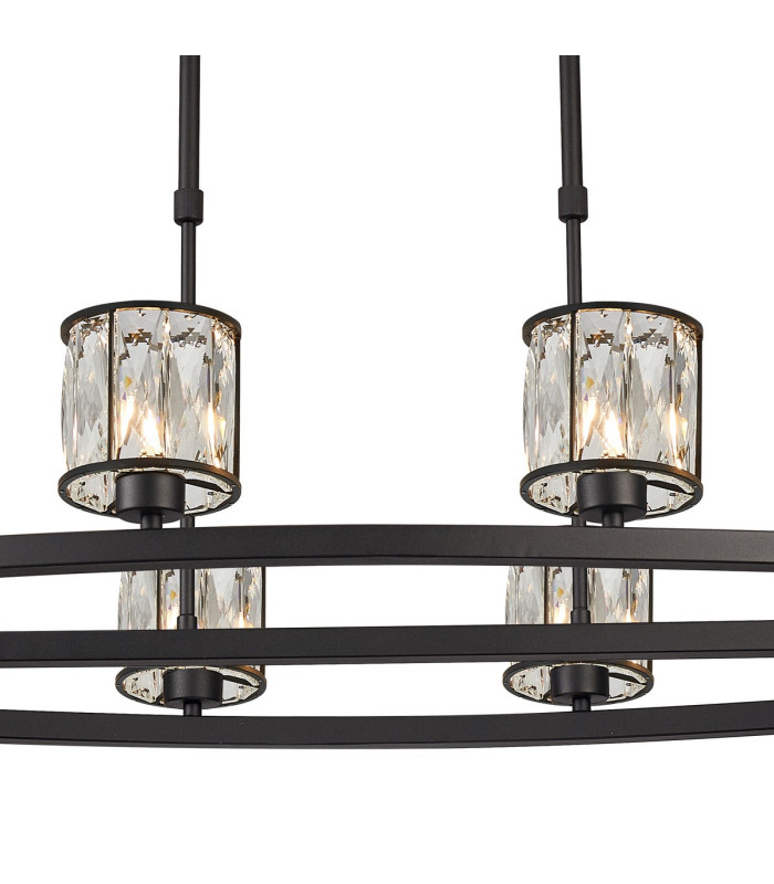 Keene 10 Light Oval G9 Telescopic Light Sand Black / Clear Crystal Shade-6