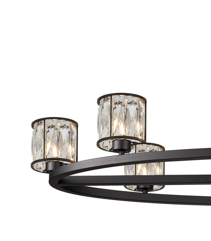 Keene 10 Light Oval G9 Telescopic Light Sand Black / Clear Crystal Shade-7