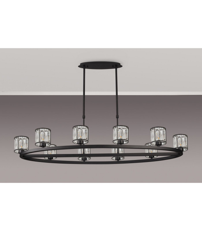 Keene 10 Light Oval G9 Telescopic Light Sand Black / Clear Crystal Shade-10