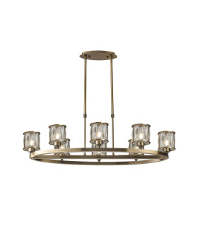 Keene 8 Light Oval G9 Telescopic Light Antique Brass / Clear Crystal Shade-1