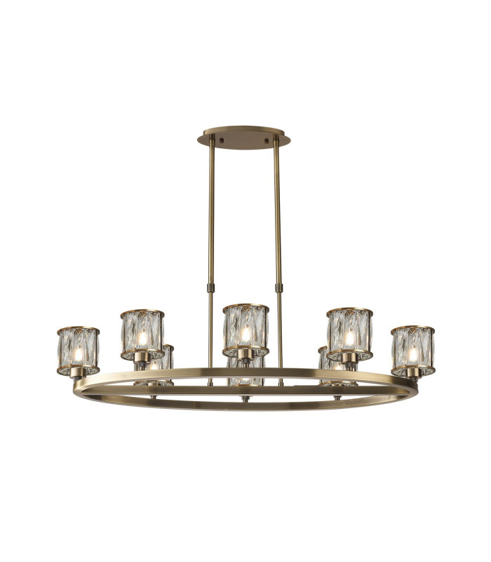 Keene 8 Light Oval G9 Telescopic Light Antique Brass / Clear Crystal Shade-1