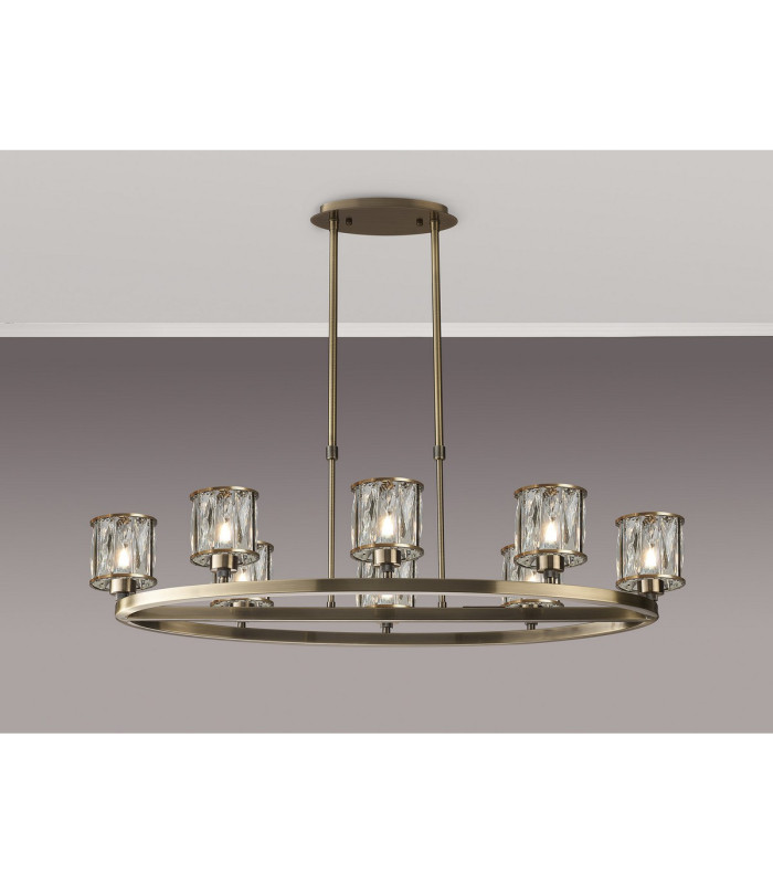 Keene 8 Light Oval G9 Telescopic Light Antique Brass / Clear Crystal Shade-3