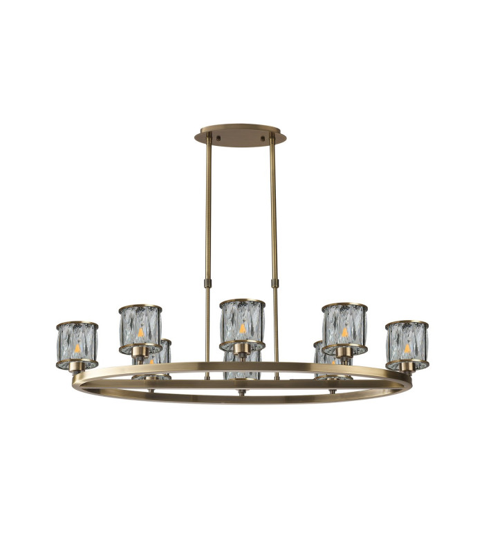 Keene 8 Light Oval G9 Telescopic Light Antique Brass / Clear Crystal Shade-4