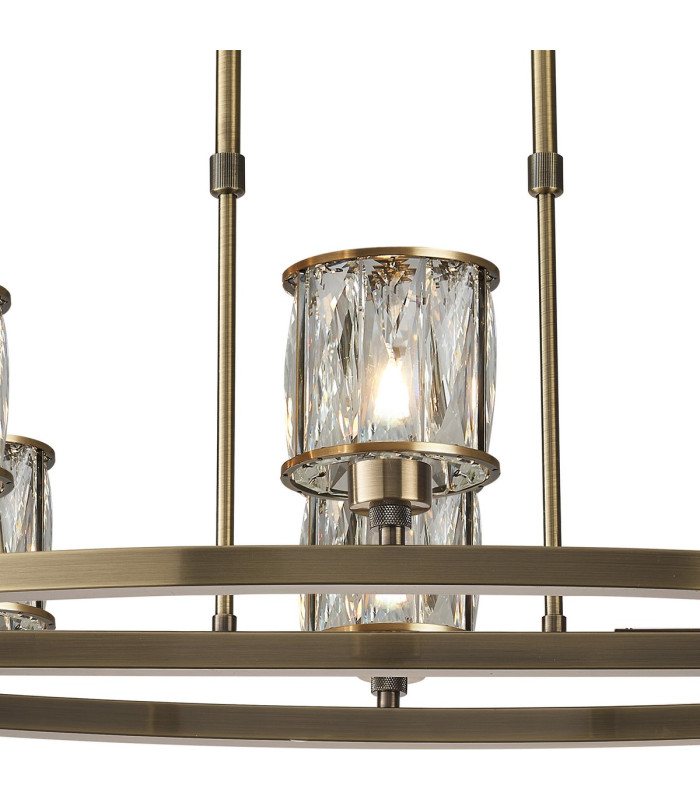 Keene 8 Light Oval G9 Telescopic Light Antique Brass / Clear Crystal Shade-6