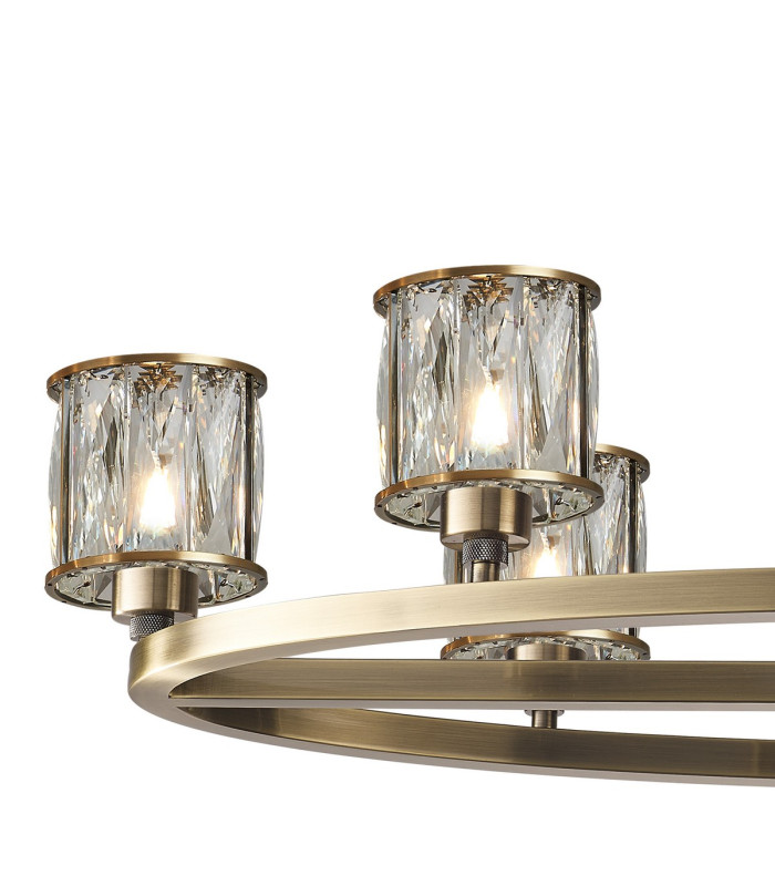Keene 8 Light Oval G9 Telescopic Light Antique Brass / Clear Crystal Shade-7