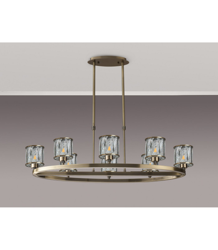 Keene 8 Light Oval G9 Telescopic Light Antique Brass / Clear Crystal Shade-10