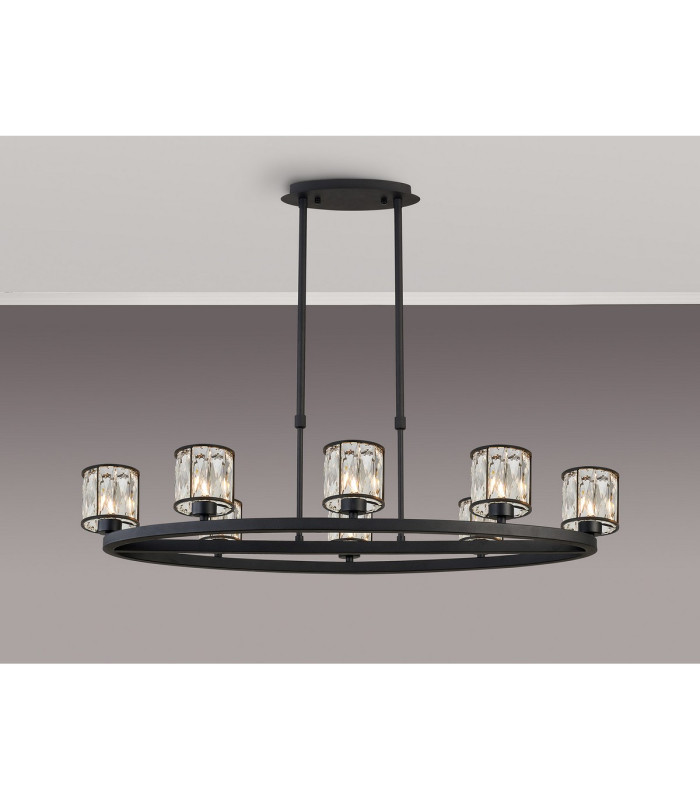 Keene 8 Light Oval G9 Telescopic Light Sand Black / Clear Crystal Shade-3